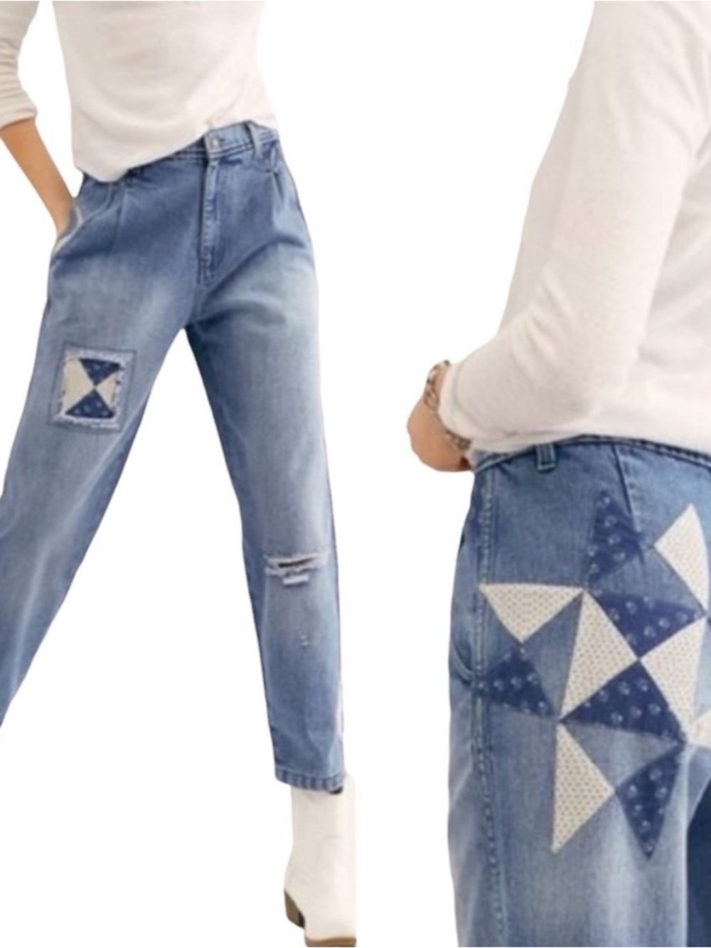 Free People/We The Free Down to Earth Patchwork Jeans